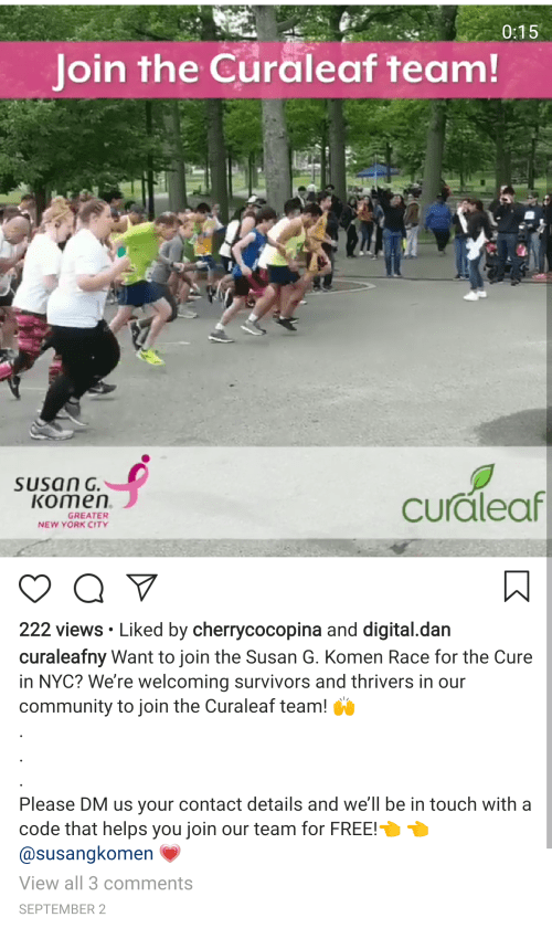 Susan G Race Instagram Post Example